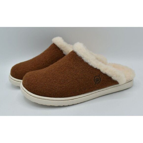 Born Womens Size 10 Zoe Brown Wool Slip On Slippers Shoes - Picture 1 of 12